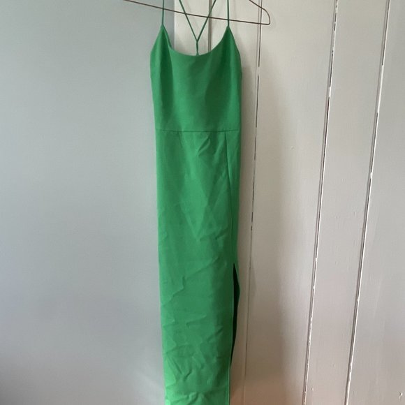 Zara Cross Strap Sheath Dress in Green - Picture 3 of 6